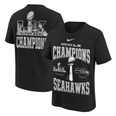 Seattle Seahawks Youth Super Bowl LX Champions Locker Room Trophy Collection Authentic T-Shirt Black - Nike
