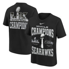 Seattle Seahawks Youth Super Bowl LX Champions Locker Room Trophy Collection Authentic T-Shirt Black - Nike