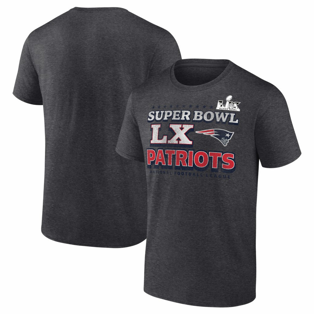 New England Patriots Super Bowl LX Big & Tall Battle Prep T-Shirt Heather Charcoal - Fanatics