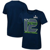 Seattle Seahawks Girls Youth Super Bowl LX Champions On Top T-Shirt College Navy - Fanatics