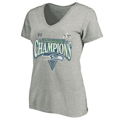 Seattle Seahawks Women's 2025 NFC Champions Plus Size Hail Mary Tri-Blend V-Neck T-Shirt Heather Gray - Fanatics