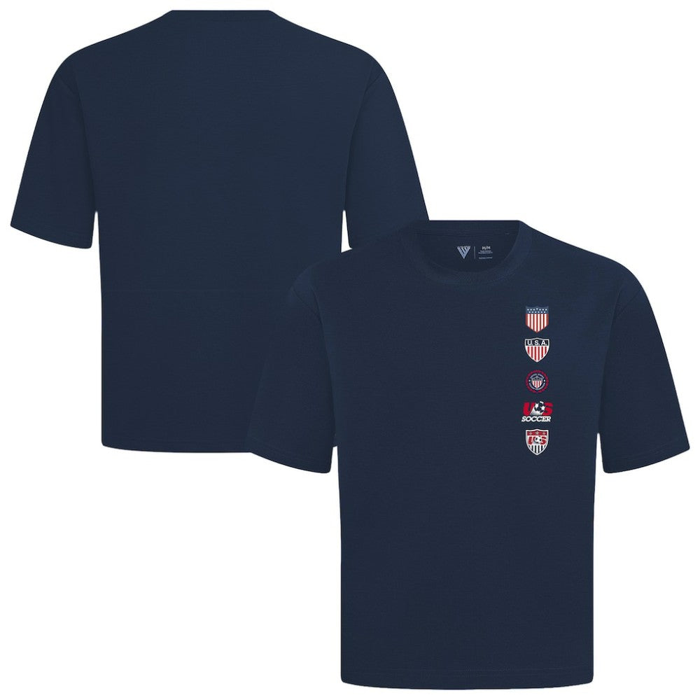 USMNT Levelwear Luxe Signature Knit Timeline T-Shirts - Navy
