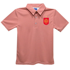 Spain National Team Vive La Fete Youth Pencil Stripe Polo - Red
