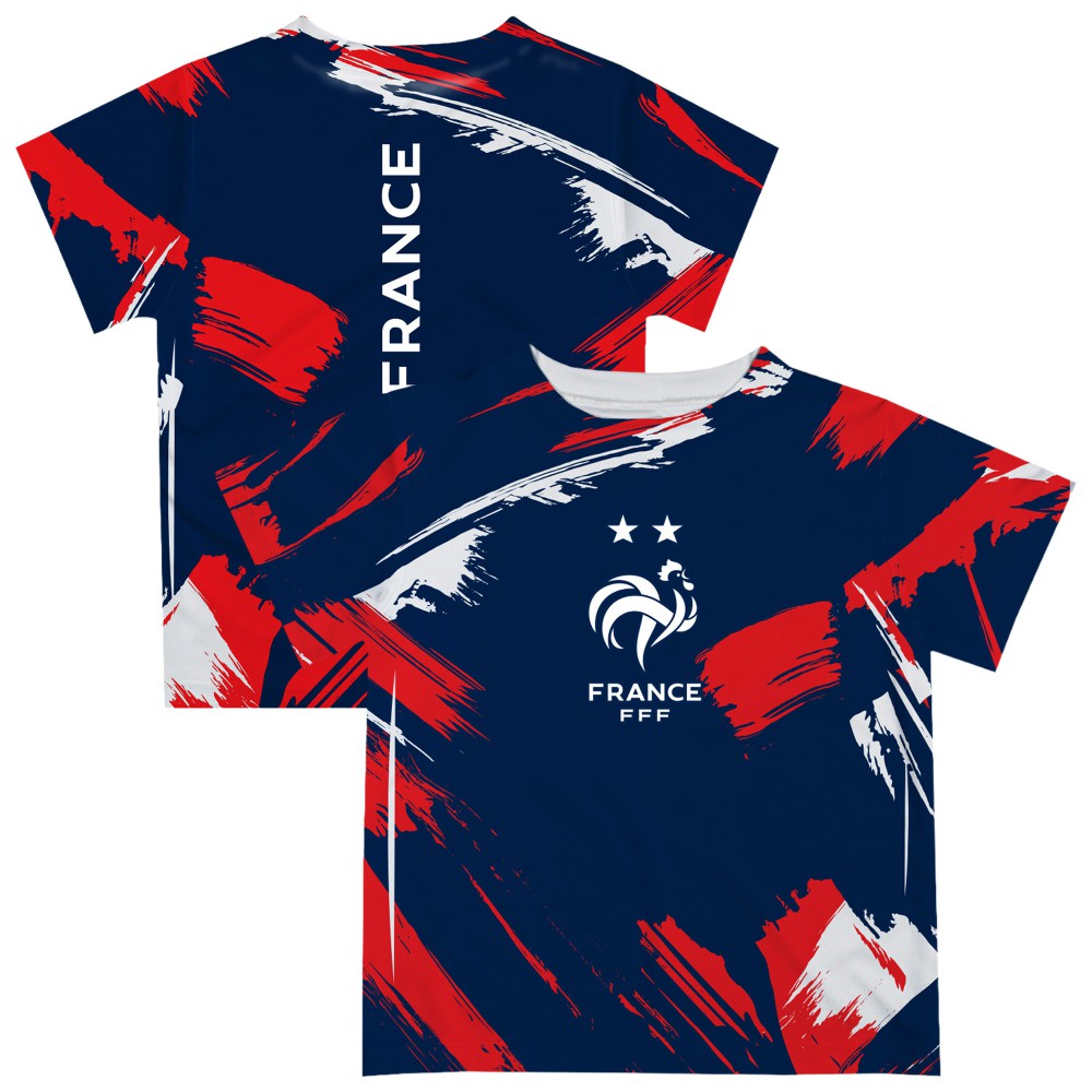 France National Team Vive La Fete Youth Paint Brush T-Shirts - Navy