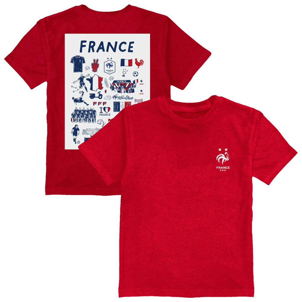 France National Team Vive La Fete Youth Impressions Artwork T-Shirts - Red