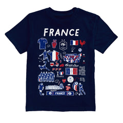 France National Team Vive La Fete Youth Impressions Artwork T-Shirts - Navy