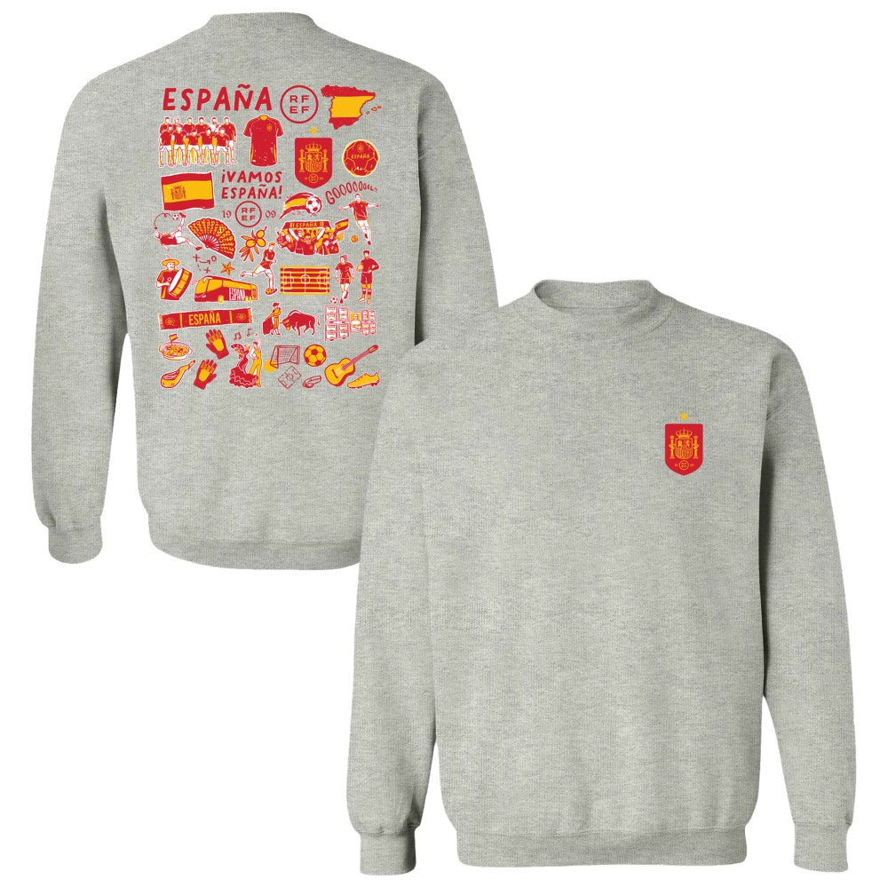 Spain National Team Vive La Fete Women's Impressions Artwork Sweatshirt - Gray