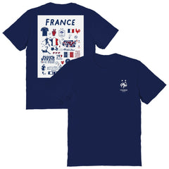 France National Team Vive La Fete Women's Impressions Artwork Fitted T-Shirts - Navy