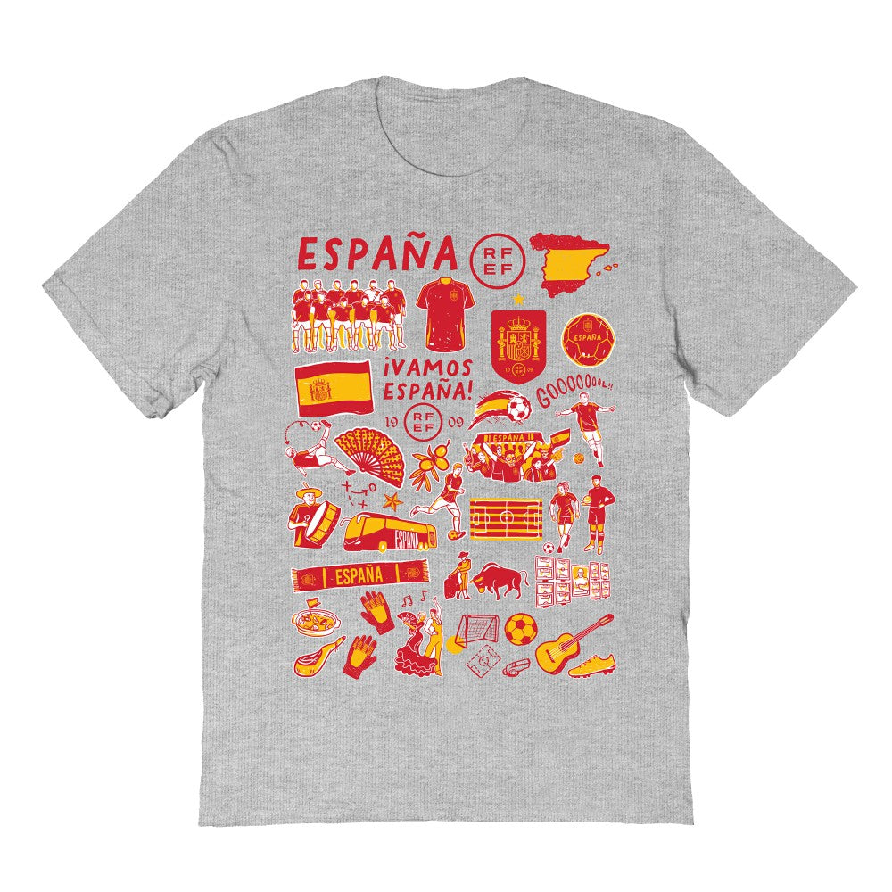 Spain National Team Vive La Fete Women's Impressions Artwork Fitted T-Shirts - Gray