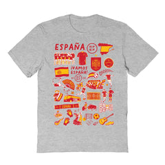 Spain National Team Vive La Fete Women's Impressions Artwork Fitted T-Shirts - Gray