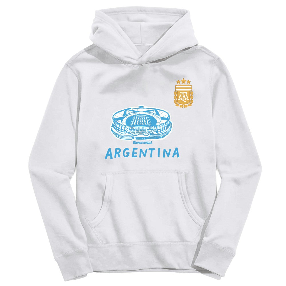 Argentina National Team Vive La Fete Youth Stadium Style Hoodie - White