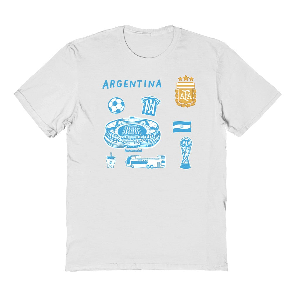 Argentina National Team Vive La Fete Youth Impressions Icons T-Shirts - White