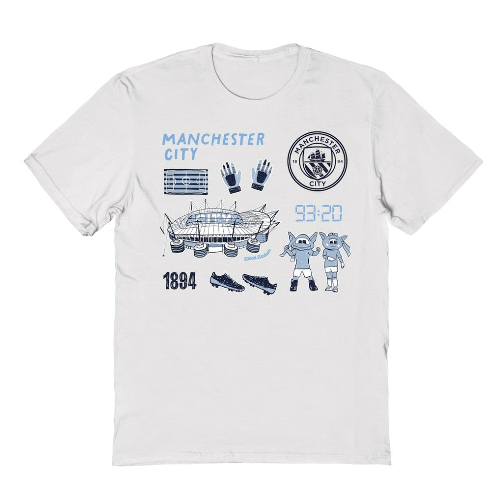 Manchester City Vive La Fete Youth Impressions Icons T-Shirts - White