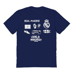 Real Madrid Vive La Fete Youth Impressions Icons T-Shirts - Navy