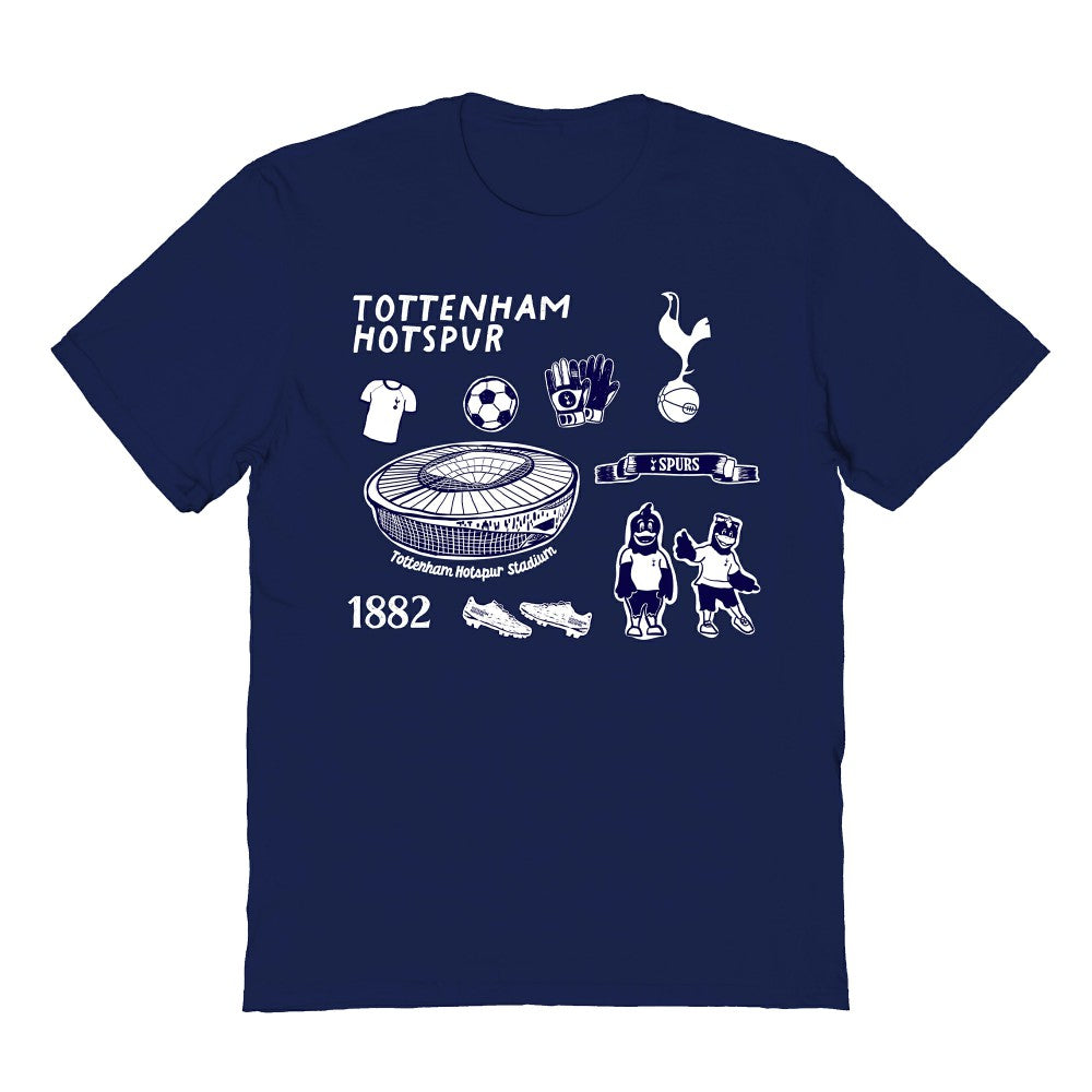 Tottenham Hotspur Vive La Fete Youth Impressions Icons T-Shirts - Navy