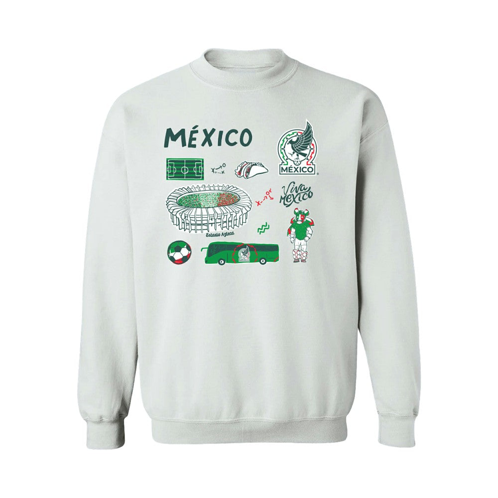 Mexico National Team Vive La Fete Women's Impressions Icons Sweatshirt - White