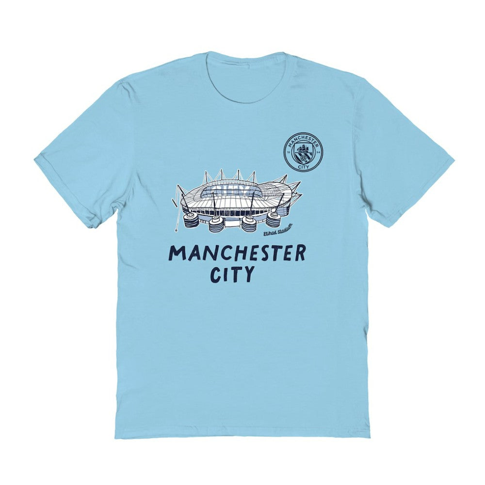 Manchester City Vive La Fete Women's Stadium Style T-Shirts - Light Blue