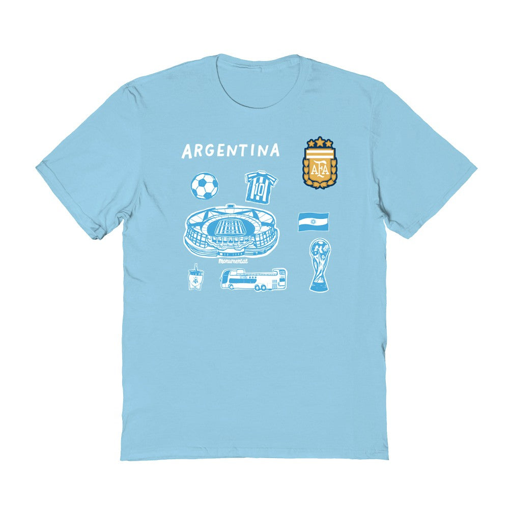 Argentina National Team Vive La Fete Women's Impressions Icons T-Shirts - Light Blue