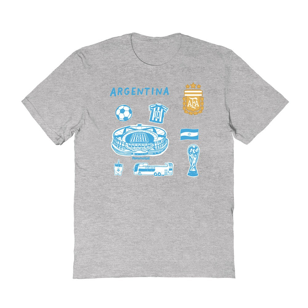 Argentina National Team Vive La Fete Women's Impressions Icons T-Shirts - Gray
