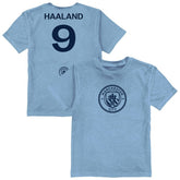 Erling Haaland Manchester City Vive La Fete Youth Player Name & Number Color Badge T-Shirts - Light Blue