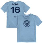 Rodri Manchester City Vive La Fete Youth Player Name & Number Color Badge T-Shirts - Light Blue