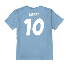 Lionel Messi Argentina National Team Vive La Fete Youth Player Name & Number Color Badge T-Shirts - Light Blue