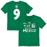 Raúl Jiménez Mexico National Team Vive La Fete Youth Player Name & Number Chilena Style T-Shirts - Green