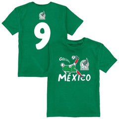Raúl Jiménez Mexico National Team Vive La Fete Youth Player Name & Number Chilena Style T-Shirts - Green