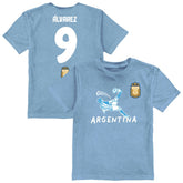 Julián Álvarez Argentina National Team Vive La Fete Youth Player Name & Number Chilena Style T-Shirts - Light Blue