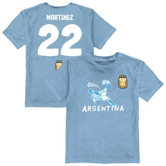 Lautaro Martinez Argentina National Team Vive La Fete Youth Player Name & Number Chilena Style T-Shirts - Light Blue