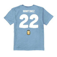 Lautaro Martinez Argentina National Team Vive La Fete Youth Player Name & Number Chilena Style T-Shirts - Light Blue
