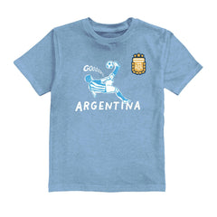Lionel Messi Argentina National Team Vive La Fete Youth Player Name & Number Chilena Style T-Shirts - Light Blue