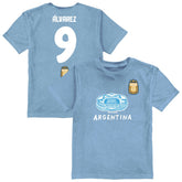 Julián Álvarez Argentina National Team Vive La Fete Youth Player Name & Number Stadium Style T-Shirts - Light Blue