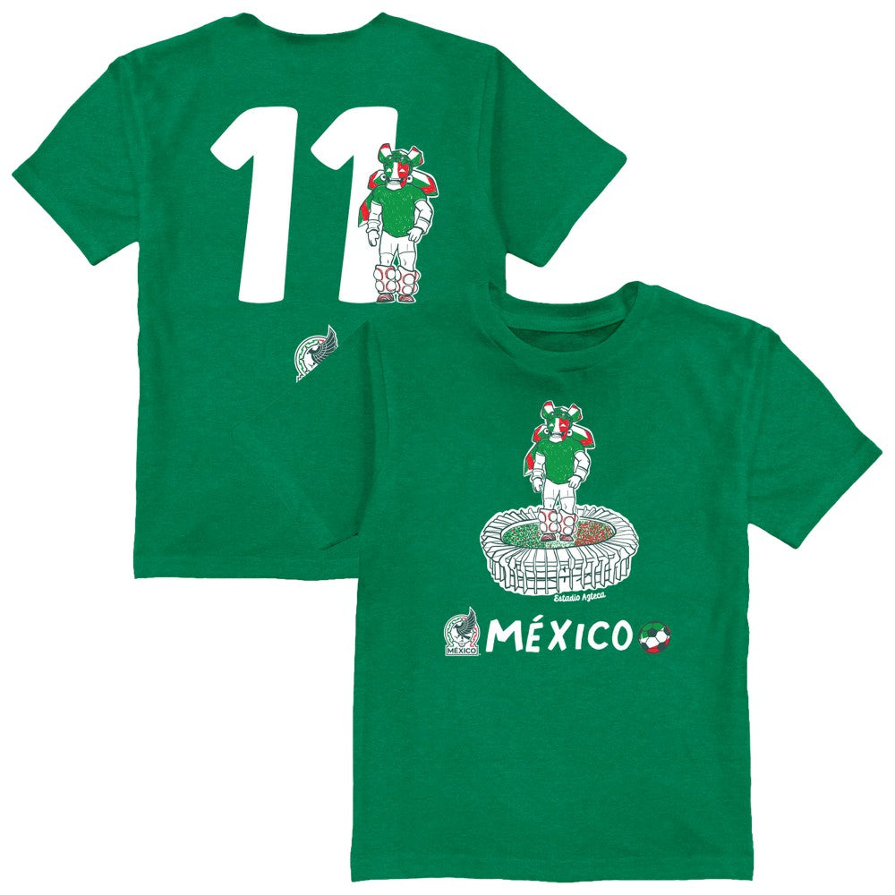 Santiago Gimenez Mexico National Team Vive La Fete Youth Player Name & Number Stadium Style T-Shirts - Green