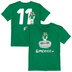 Santiago Gimenez Mexico National Team Vive La Fete Youth Player Name & Number Stadium Style T-Shirts - Green