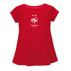 France National Team Vive La Fete Girls Youth Color Badge A-Line Top - Red