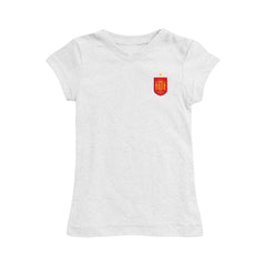 Spain National Team Vive La Fete Girls Youth Impressions Artwork Fitted T-Shirts - White