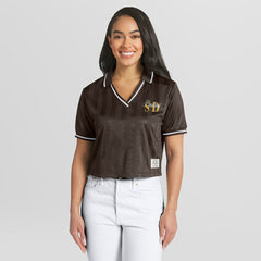 San Diego Padres WEAR by Erin Andrews Women's Cropped Polo for sale