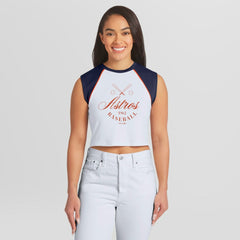 Houston Astros WEAR by Erin Andrews Women's Cooperstown Cropped Raglan Tank Top Online