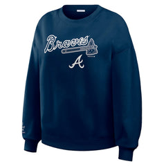 Atlanta Braves WEAR by Erin Andrews Women's Heavyweight Crew Neck Sweatshirt On Sale