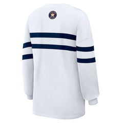 Houston Astros WEAR by Erin Andrews Women's Oversized Long Sleeve Striped T-Shirt Sale