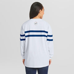 Los Angeles Dodgers WEAR by Erin Andrews Women's Oversized Long Sleeve Striped T-Shirt Sale