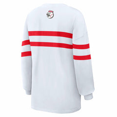 Cincinnati Reds WEAR by Erin Andrews Women's Oversized Long Sleeve Striped T-Shirt Clearance