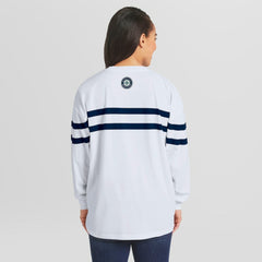 Seattle Mariners WEAR by Erin Andrews Women's Oversized Long Sleeve Striped T-Shirt for sale