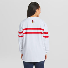 St. Louis Cardinals WEAR by Erin Andrews Women's Oversized Long Sleeve Striped T-Shirt discount