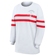 St. Louis Cardinals WEAR by Erin Andrews Women's Oversized Long Sleeve Striped T-Shirt discount