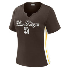 San Diego Padres WEAR by Erin Andrews Women's Notch Neck Cropped T-Shirt Clearance