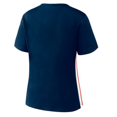 Atlanta Braves WEAR by Erin Andrews Women's Notch Neck Cropped T-Shirt Lifestyle