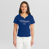 Chicago Cubs WEAR by Erin Andrews Women's Notch Neck Cropped T-Shirt On Sale