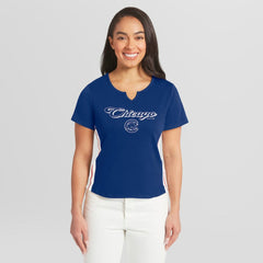 Chicago Cubs WEAR by Erin Andrews Women's Notch Neck Cropped T-Shirt On Sale